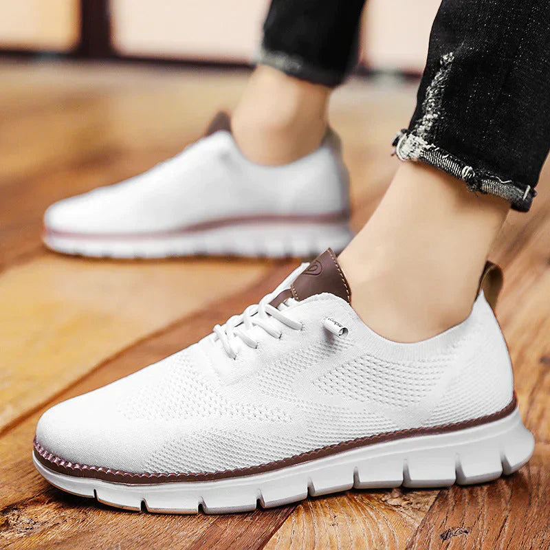 Mesh Turnschuhe | Atmungsaktiv | Walking | Slip-On Turnschuhe | Herrenschuhe-Weiß-40-Chaps Herrenmode