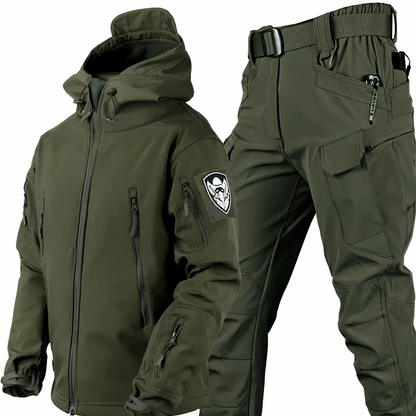 Militär Outfit - Taktische wasserdichte Outdoor Jacke und Hose für Männer-Armeegrün-S-Chaps Herrenmode