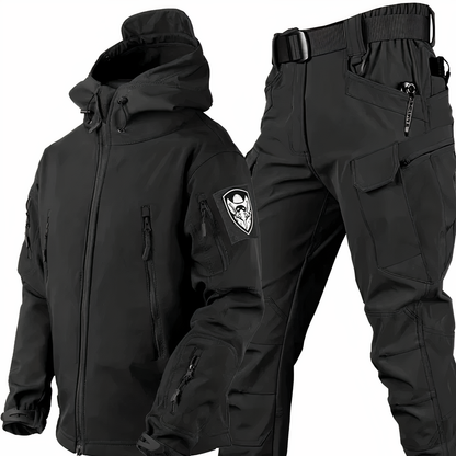 Militär Outfit - Taktische wasserdichte Outdoor Jacke und Hose für Männer-Schwarz-S-Chaps Herrenmode