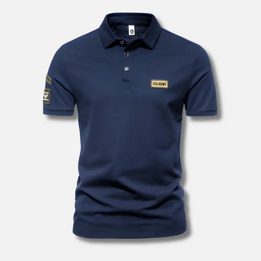 Militärische Herren-Polos für Sommer/Frühjahr-Dunkelblau-S-Chaps Herrenmode