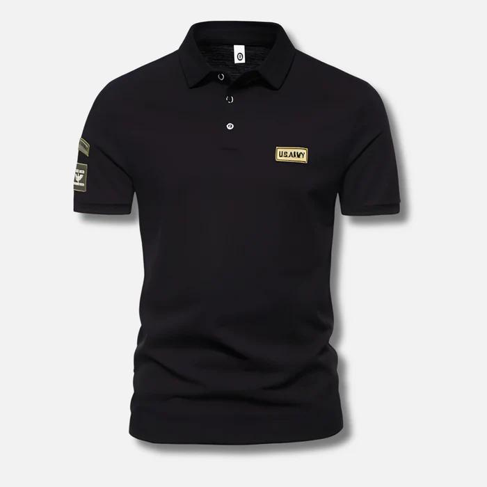 Militärische Herren-Polos für Sommer/Frühjahr-Schwarz-S-Chaps Herrenmode