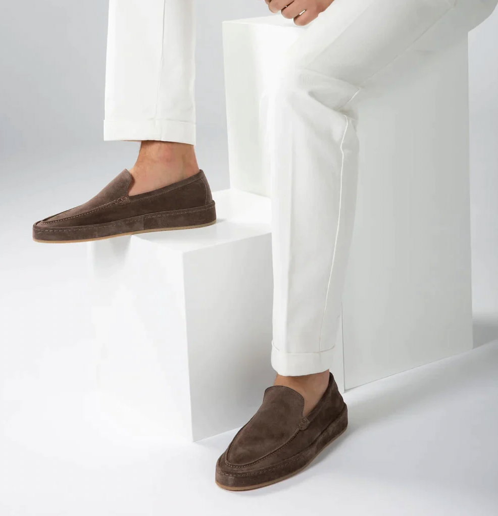 Mokassins - Bequeme flache Slipper für Männer aus Wildleder Loafer Schuhe-Braun-38-Chaps Herrenmode