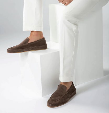 Mokassins - Bequeme flache Slipper für Männer aus Wildleder Loafer Schuhe-Braun-38-Chaps Herrenmode