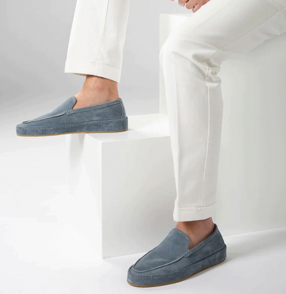 Mokassins - Bequeme flache Slipper für Männer aus Wildleder Loafer Schuhe-Hellblau-38-Chaps Herrenmode