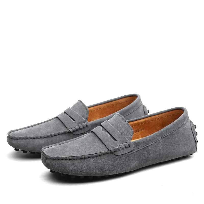 Mokassins | Slip-On | Wildleder | Loafer | Herrenschuhe-Grau-38-Chaps Herrenmode