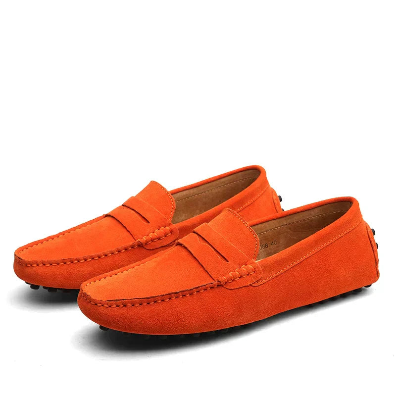Mokassins | Slip-On | Wildleder | Loafer | Herrenschuhe-Orange-38-Chaps Herrenmode