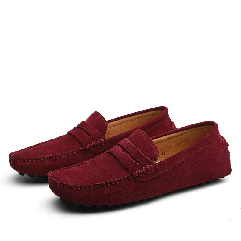 Mokassins | Slip-On | Wildleder | Loafer | Herrenschuhe-Rot-38-Chaps Herrenmode