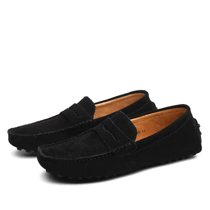 Mokassins | Slip-On | Wildleder | Loafer | Herrenschuhe-Schwarz-38-Chaps Herrenmode
