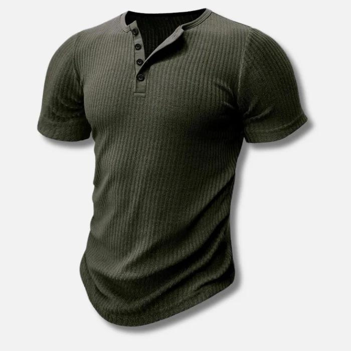 Muscle Fit Henley T-Shirt für Männer-Grün-S-Chaps Herrenmode