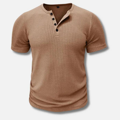 Muscle Fit Henley T-Shirt für Männer-Khaki-S-Chaps Herrenmode