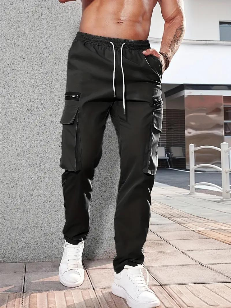Nero Cargo Hose | Herren Casual Drawstring Jogger-Chaps Herrenmode