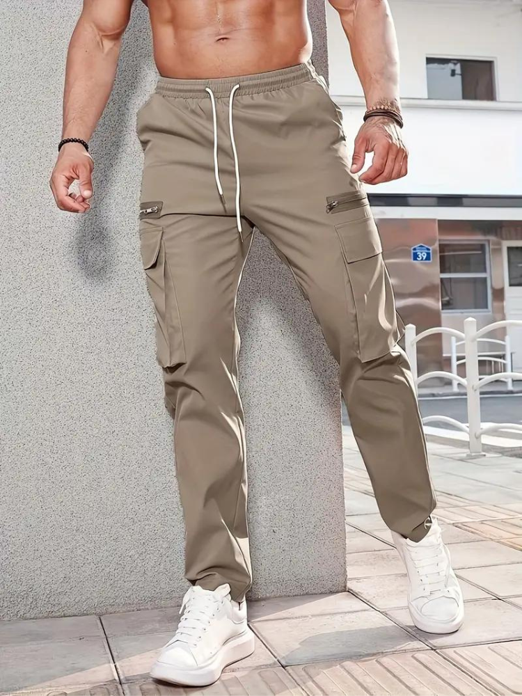 Nero Cargo Hose | Herren Casual Drawstring Jogger-Dunkel-Khaki-S-Chaps Herrenmode