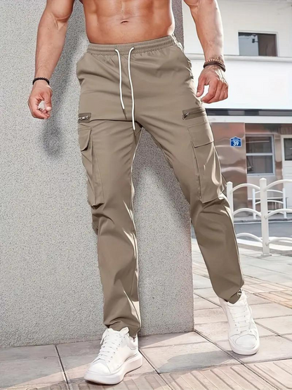 Nero Cargo Hose | Herren Casual Drawstring Jogger-Dunkel-Khaki-S-Chaps Herrenmode