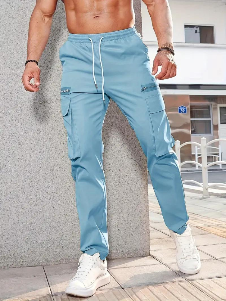 Nero Cargo Hose | Herren Casual Drawstring Jogger-Himmelblau-S-Chaps Herrenmode