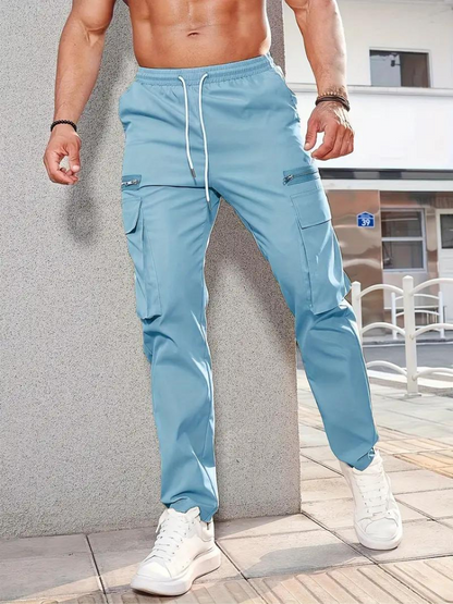 Nero Cargo Hose | Herren Casual Drawstring Jogger-Himmelblau-S-Chaps Herrenmode