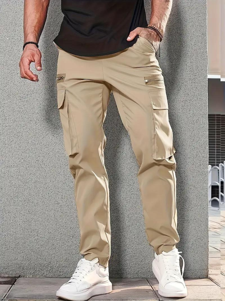 Nero Cargo Hose | Herren Casual Drawstring Jogger-Khaki-S-Chaps Herrenmode