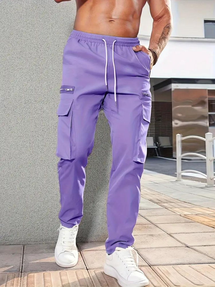 Nero Cargo Hose | Herren Casual Drawstring Jogger-Lila-S-Chaps Herrenmode