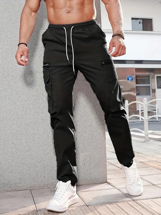 Nero Cargo Hose | Herren Casual Drawstring Jogger-Schwarz-S-Chaps Herrenmode