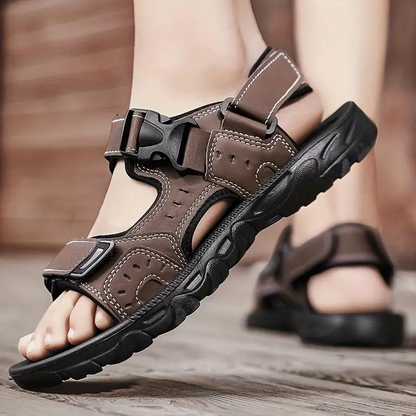 Nevin Sandalen | Herren Schnallenriemen Wandersandalen-Dunkelbraun-39-Chaps Herrenmode