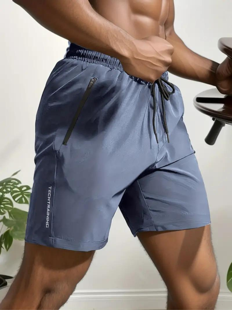 Nikos Workout Shorts | Schnell trocknende Sportshorts für Männer-Grau-S-Chaps Herrenmode