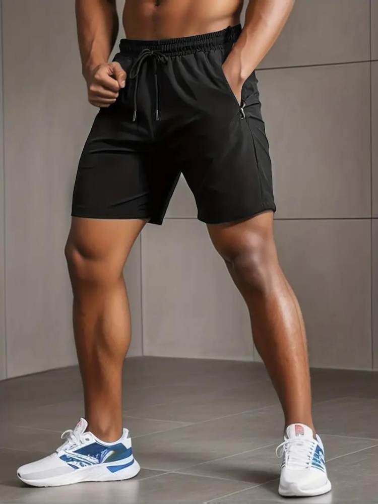 Nikos Workout Shorts | Schnell trocknende Sportshorts für Männer-Schwarz-S-Chaps Herrenmode