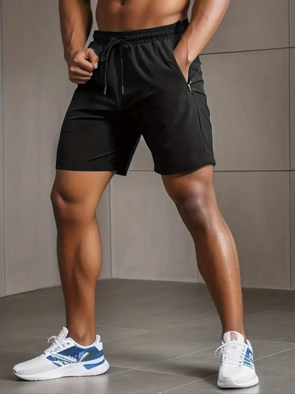 Nikos Workout Shorts | Schnell trocknende Sportshorts für Männer-Schwarz-S-Chaps Herrenmode