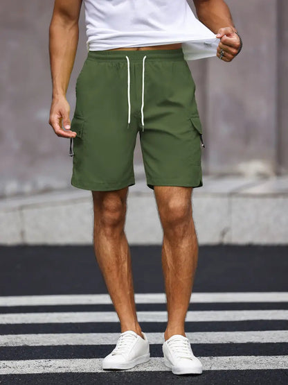 Noam Cargo-Kurzhose | Herren Casual Shorts mit Kordelzug-Armeegrün-S-Chaps Herrenmode