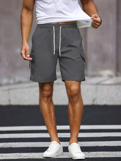 Noam Cargo-Kurzhose | Herren Casual Shorts mit Kordelzug-Grau-S-Chaps Herrenmode