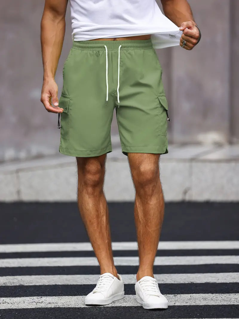 Noam Cargo-Kurzhose | Herren Casual Shorts mit Kordelzug-Grün-S-Chaps Herrenmode