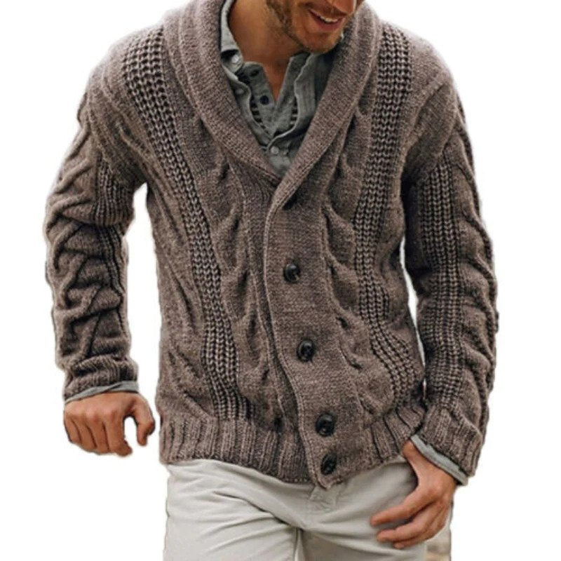 Nolan | Warme Strickjacke aus Wolle-Braun-S-Chaps Herrenmode