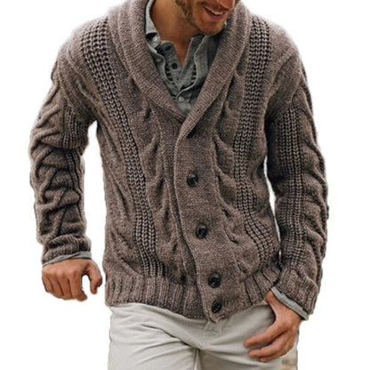 Nolan | Warme Strickjacke aus Wolle-Braun-S-Chaps Herrenmode