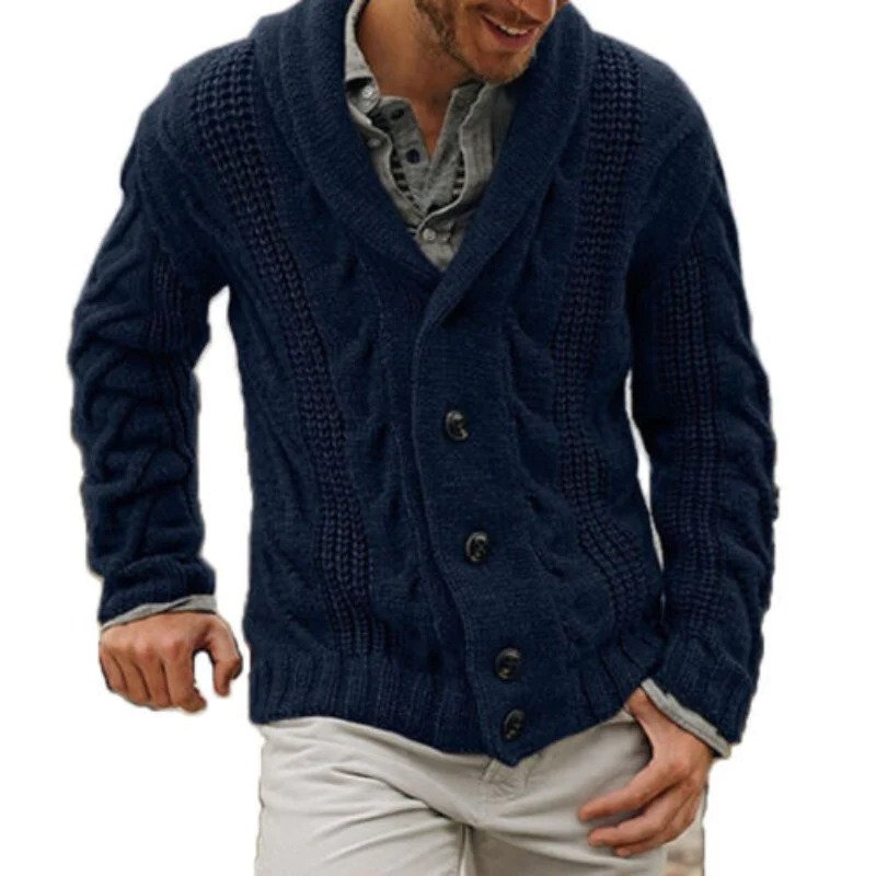 Nolan | Warme Strickjacke aus Wolle-Dunkelblau-S-Chaps Herrenmode
