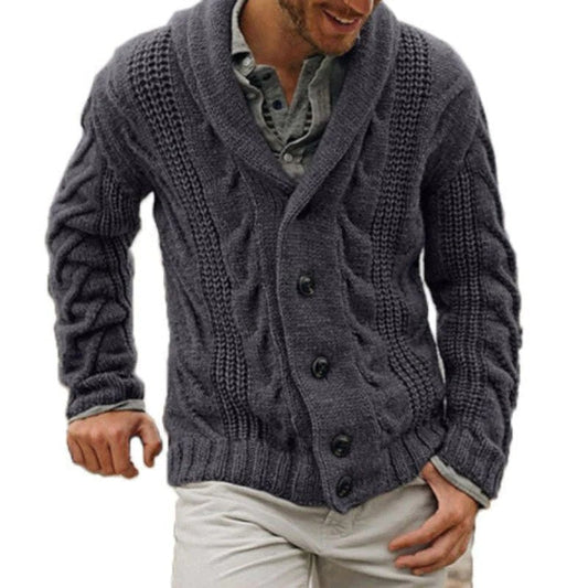Nolan | Warme Strickjacke aus Wolle-Dunkelgrau-S-Chaps Herrenmode