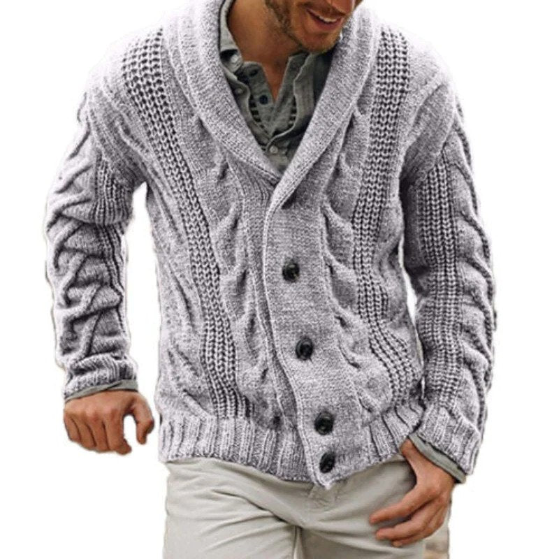 Nolan | Warme Strickjacke aus Wolle-Hellgrau-S-Chaps Herrenmode
