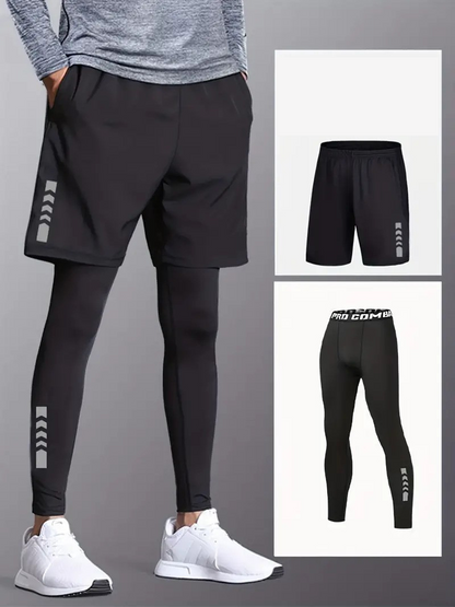 Norris Sportbekleidung | Leggings & Shorts Set für Männer-Satz 4-S-Chaps Herrenmode