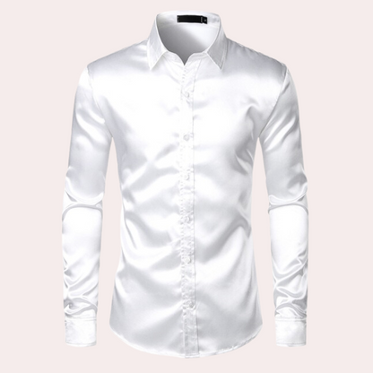 Oberhemd | Glänzend | Slim Fit | Hemd mit Knöpfen | Herrenhemden-Weiß-S-Chaps Herrenmode
