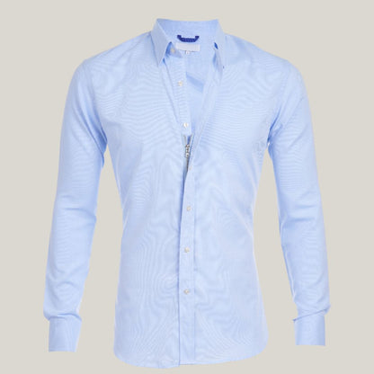 Oberhemd | Langarm | Reißverschluss | Knopfleiste | Herrenhemden-Blau-S-Chaps Herrenmode