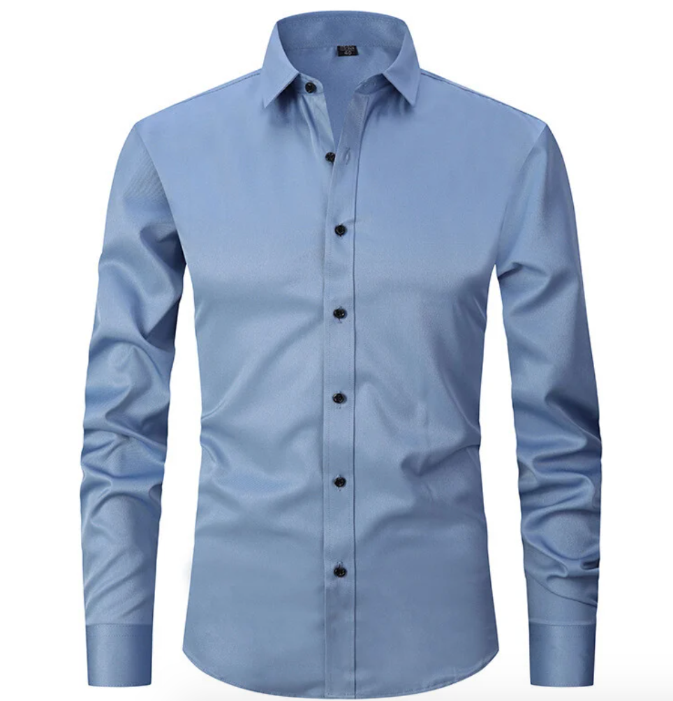 Oberhemd – Slim Fit – knitterfrei – Stretch-Hemd – Herren-Hemd mit Knöpfen-Blau-S-Chaps Herrenmode