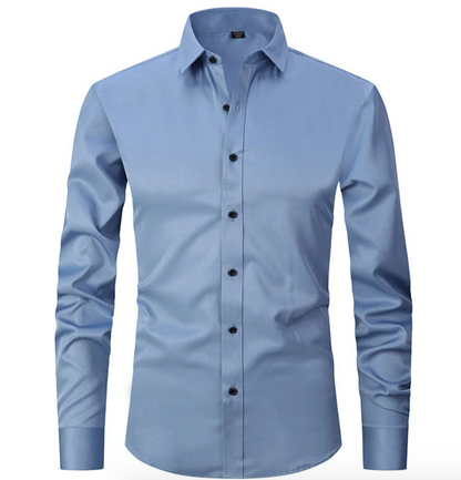 Oberhemd – Slim Fit – knitterfrei – Stretch-Hemd – Herren-Hemd mit Knöpfen-Blau-S-Chaps Herrenmode