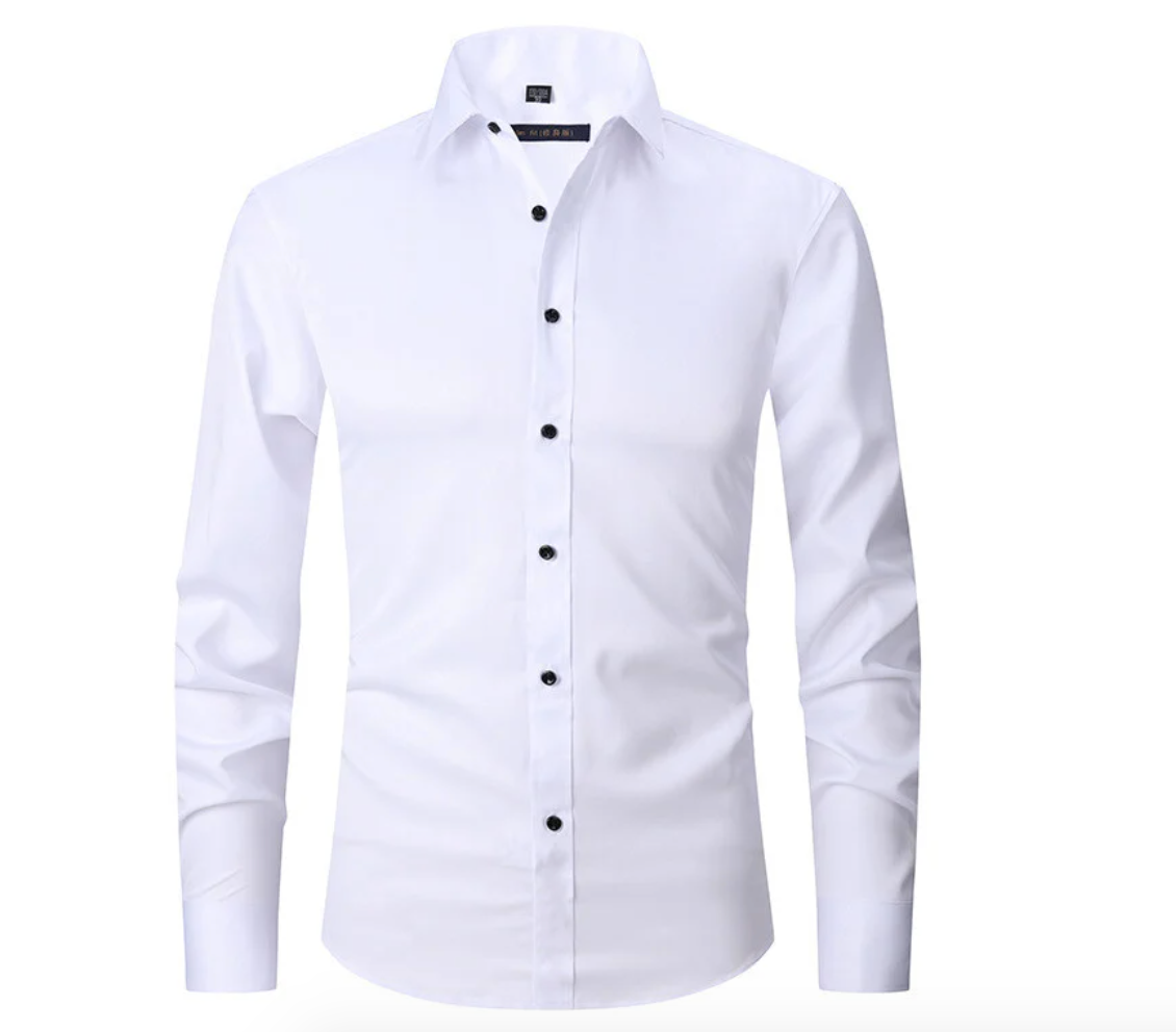 Oberhemd – Slim Fit – knitterfrei – Stretch-Hemd – Herren-Hemd mit Knöpfen-Weiß-S-Chaps Herrenmode