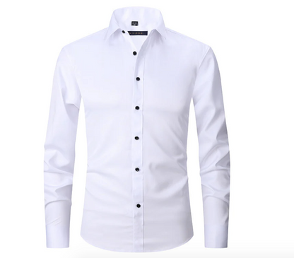 Oberhemd – Slim Fit – knitterfrei – Stretch-Hemd – Herren-Hemd mit Knöpfen-Weiß-S-Chaps Herrenmode