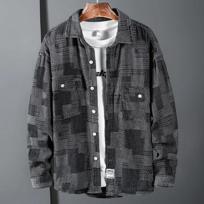 Oberhemd – mit Knöpfen – langärmlig – Sakko – Herrenbekleidung-Schwarz-S-Chaps Herrenmode
