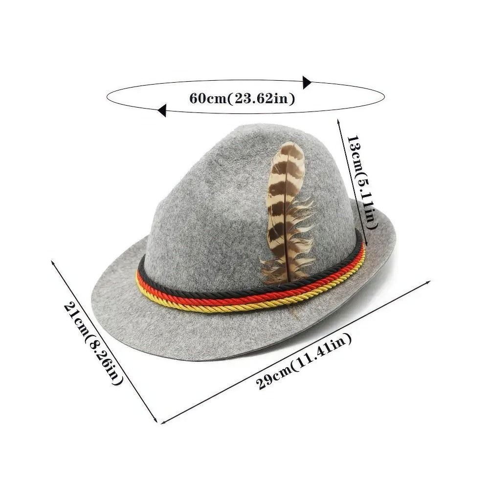 Oktoberfest Hut - Traditionell - Feder - Lederhosen Hut - Deutsche Hüte für Oktoberfest-Chaps Herrenmode