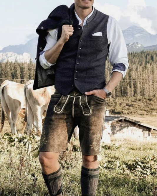 Oktoberfest-Shorts – Wildleder – Braun – Oktoberfest-Outfit – Oktoberfest-Kostüm für Männer-M-Chaps Herrenmode