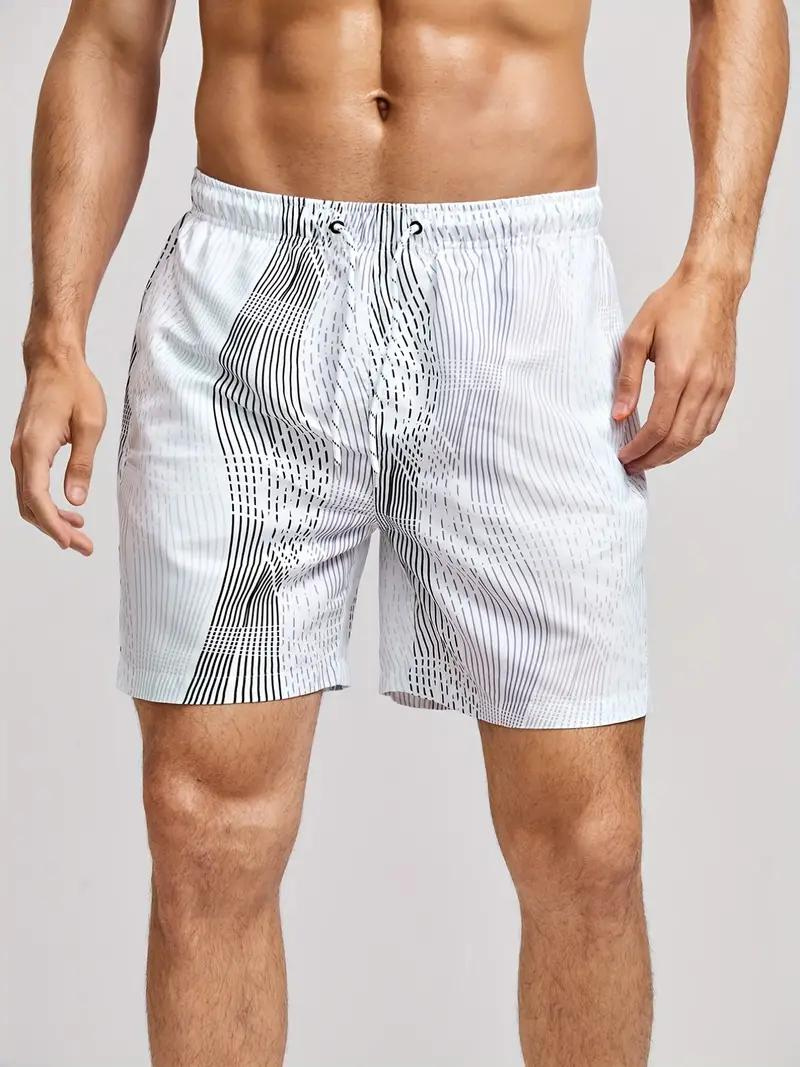 Oscar Boardshorts | Gestreifte Herren Badehose mit Kordelzug-2-S-Chaps Herrenmode