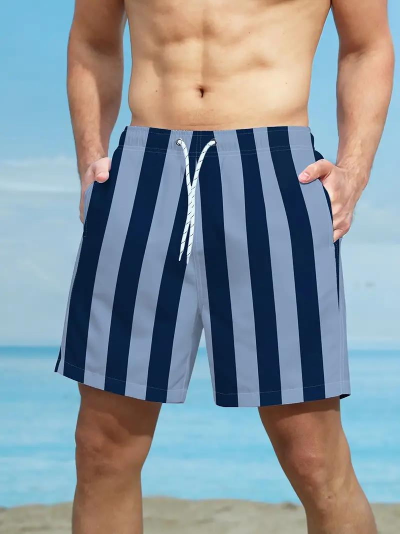 Oscar Boardshorts | Gestreifte Herren Badehose mit Kordelzug-4-S-Chaps Herrenmode