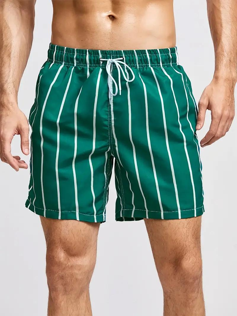 Oscar Boardshorts | Gestreifte Herren Badehose mit Kordelzug-5-S-Chaps Herrenmode