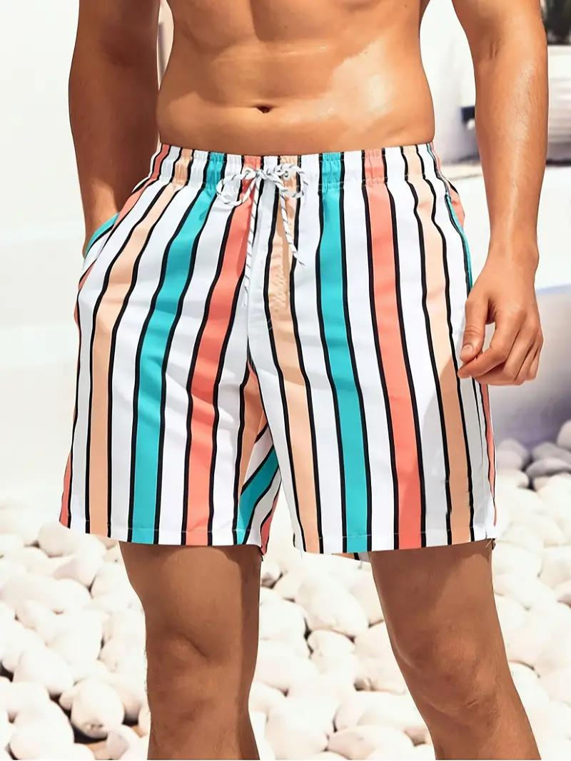 Oscar Boardshorts | Gestreifte Herren Badehose mit Kordelzug-6-S-Chaps Herrenmode