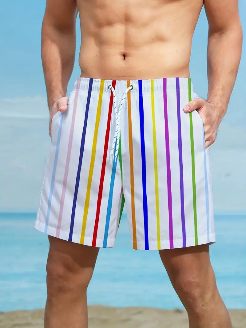 Oscar Boardshorts | Gestreifte Herren Badehose mit Kordelzug-9-S-Chaps Herrenmode