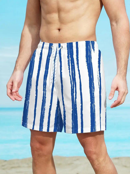 Oscar Boardshorts | Gestreifte Herren Badehose mit Kordelzug-Chaps Herrenmode